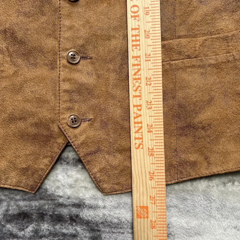 Scully Men's Distressed Leather Vest Size 48 Western Cowboy Button Front Brown